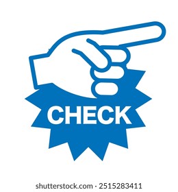index finger blue check mark icon