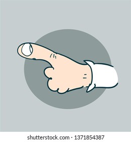 index finger cartoon style vector illustration, isolated on grey background layer.