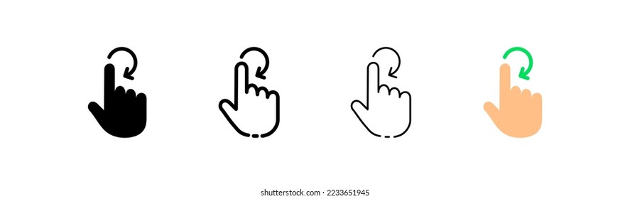 Index finger with Circular arrows line icon. Recycle, recycling, loading, backup, connection, restart, refresh page, presentation. Information sign concept. Vector line icon on white background