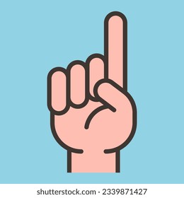 index finger color icon. point to something. flat vector illustration.