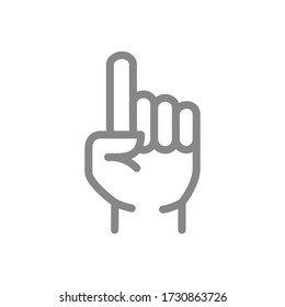 Index Finger Gesture Line Icon. Attention Symbol
