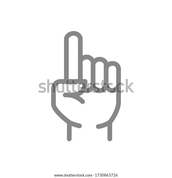 Index finger\
gesture line icon. Attention\
symbol