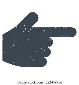 Index Finger grainy textured icon for overlay watermark stamps. Flat symbol with unclean texture. Dotted vector smooth blue ink rubber seal stamp with grunge design on a white background.