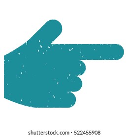 Index Finger grainy textured icon for overlay watermark stamps. Flat symbol with unclean texture. Dotted vector soft blue ink rubber seal stamp with grunge design on a white background.