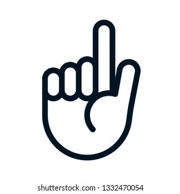 Index Finger Hand Up Cursor Pointing or Click Showing Number One Icon Outline