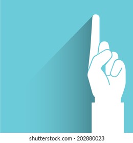 index finger, hand pointing, blue shadow and flat theme