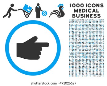 Index Finger icon with 1000 medical commercial gray and blue vector pictographs. Set style is flat bicolor symbols, white background.