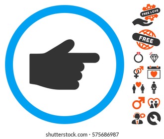 Index Finger icon with bonus decoration pictograms. Vector illustration style is flat iconic elements for web design, app user interfaces.