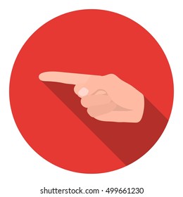 Index finger icon in flat style isolated on white background. Hand gestures symbol stock vector illustration.