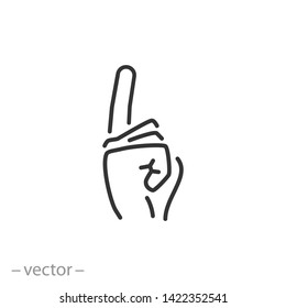 index finger up icon, number one, line symbol on white background - editable stroke vector illustration eps10