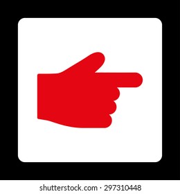 Index Finger icon from Primitive Buttons OverColor Set. This rounded square flat button is drawn with red and white colors on a black background.