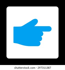 Index Finger icon from Primitive Buttons OverColor Set. This rounded square flat button is drawn with blue and white colors on a black background.