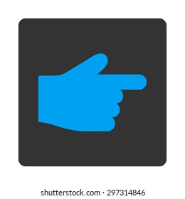 Index Finger icon from Primitive Buttons OverColor Set. This rounded square flat button is drawn with blue and gray colors on a white background.