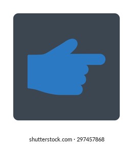 Index Finger icon from Primitive Buttons OverColor Set. This rounded square flat button is drawn with smooth blue colors on a white background.