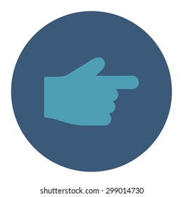 Index Finger icon from Primitive Round Buttons OverColor Set. This round flat button is drawn with cyan and blue colors on a white background.