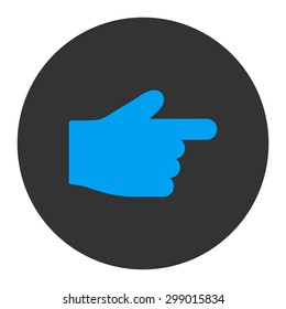 Index Finger icon from Primitive Round Buttons OverColor Set. This round flat button is drawn with blue and gray colors on a white background.