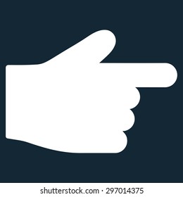 Index Finger icon from Primitive Set. This isolated flat symbol is drawn with white color on a dark blue background, angles are rounded.