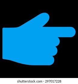 Index Finger icon from Primitive Set. This isolated flat symbol is drawn with blue color on a black background, angles are rounded.