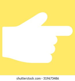 Index Finger icon from Primitive Set. This isolated flat symbol is drawn with white color on a yellow background, angles are rounded.