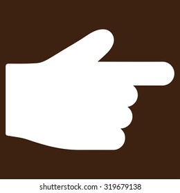 Index Finger icon from Primitive Set. This isolated flat symbol is drawn with white color on a brown background, angles are rounded.