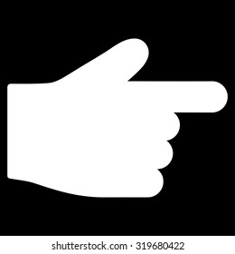 Index Finger icon from Primitive Set. This isolated flat symbol is drawn with white color on a black background, angles are rounded.