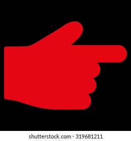Index Finger icon from Primitive Set. This isolated flat symbol is drawn with red color on a black background, angles are rounded.