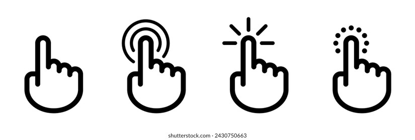 index finger icon vector. touch, tap, click. symbol, line, sign