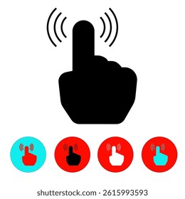 index finger icon-frequency, black, white and colored buttons