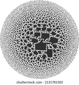 Index finger items are combined into round group. Index finger icon bubble mosaic. Abstraction round bubble mosaic is created with index finger items.