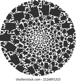 Die Zeigefinger werden in eine Kreiskollektion eingeteilt. Zeige das Symbol mit dem Finger um die Collage. Abstrakte sphärische Globula-Collage ist mit Zeigefinger-Indizes organisiert.