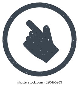 Index Finger Left Up Direction rubber seal stamp watermark. Icon vector symbol with grunge design and dirty texture. Scratched smooth blue ink emblem on a white background.
