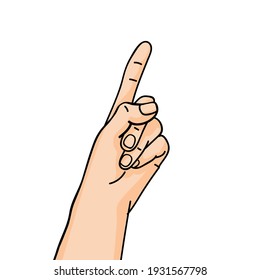 Index finger up line art. The gesture of attention in business on white background. Vector illustration