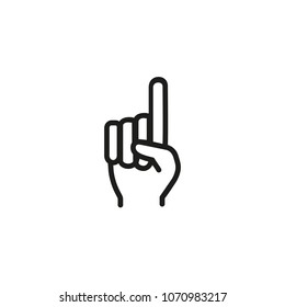 Index finger up line icon. Attention sign, pointing up, hand. Gesture concept. Can be used for topics like social network, mobile app, website.