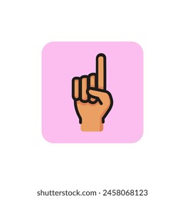 Index finger up line icon. Attention sign, pointing up, hand. Gesture concept. Can be used for topics like social network, mobile app, website.