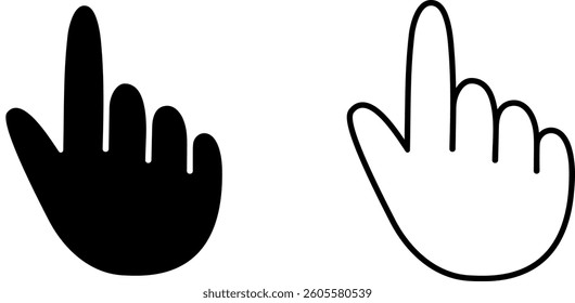 Index finger line icon, hand cursor click set, EPS10. Vector illustration on white background