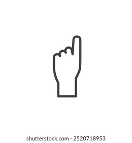 Index Finger Up line icon. Linear style sign for mobile concept and web design. Hand with index finger pointing upwards outline vector icon. Symbol, logo illustration. Vector graphics