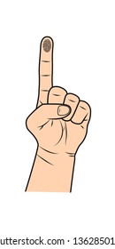 The index finger of a man with a fingerprint. Skin color.Vector illustration.