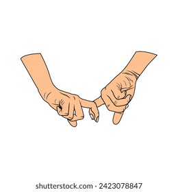 the index finger of the partners hand is interlocked vector illustration