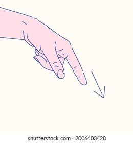 El dedo índice de las personas apunta con la mano hacia abajo. Un gesto de mano.