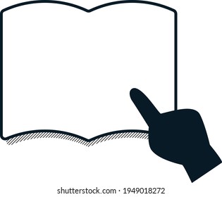 Index finger pointing to a book, notebook, etc. that is a frame