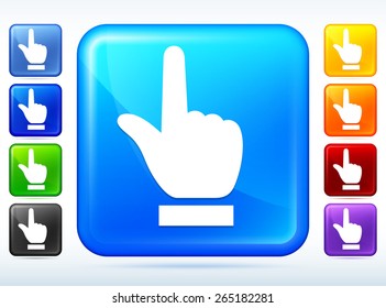 Index Finger Pointing Colorful Square Button