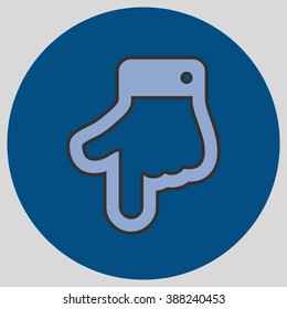 The index finger pointing down. Hand gestures show Down the direction of financial success. Vector illustration with pantone colors of the year 2016 Serenity and Snorkel Blue.
