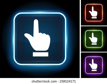 Index Finger Pointing on Glow Square Button