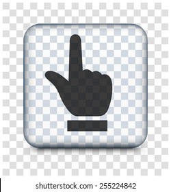 Index Finger Pointing on Transparent Square Button