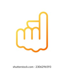 Icono de vector lineal de gradiente perfecto con el dedo índice apuntando hacia arriba. Signo de dirección ascendente. Gesto de mano. Símbolo de color de línea delgada. Pictograma de estilo moderno. Dibujo de contorno aislado del vector
