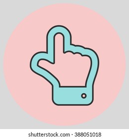 The index finger pointing up. Hand gestures show Up the direction of financial success. Vector illustration with pantone colors of the year 2016 Limpet Shell and Rose Quartz.