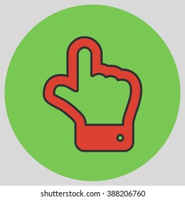 The index finger pointing up. Hand gestures show Up the direction of financial success. Vector illustration with pantone colors of the year 2016 Fiesta and Green Flash.