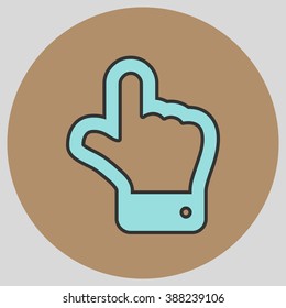 The index finger pointing up. Hand gestures show Up the direction of financial success. Vector illustration with pantone colors of the year 2016 Limpet Shell and Iced Coffee.