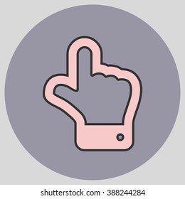 The index finger pointing up. Hand gestures show Up the direction of financial success. Vector illustration with pantone colors of the year 2016 Rose Quartz and Lilac Grey.