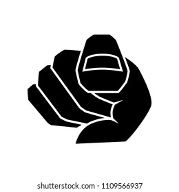 Index finger pointing at you. Hand with finger pointing. Choosing gesture icon, direction and showing. Vector illustration